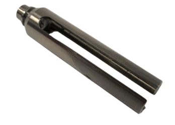 UBURR tool deburring the rear of a medical drill hole