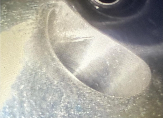Close-up of edge after UFIBER deburring