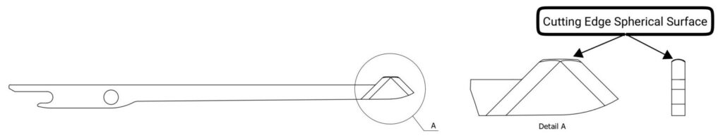 UBURR blade spherical cutting-edge surface drawing
