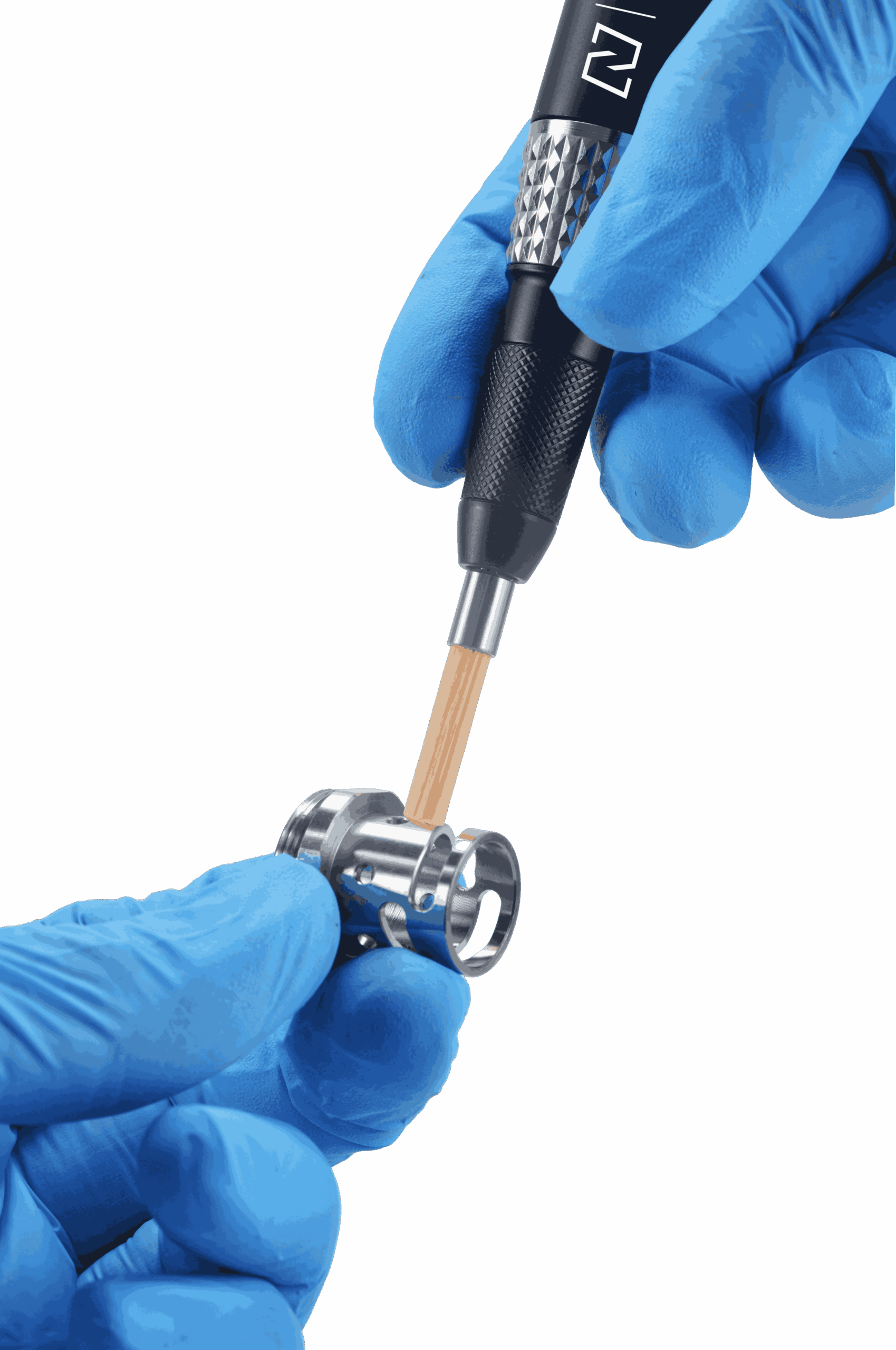 UFIBER End Brush portable deburring application with the UF9999 E-Pack