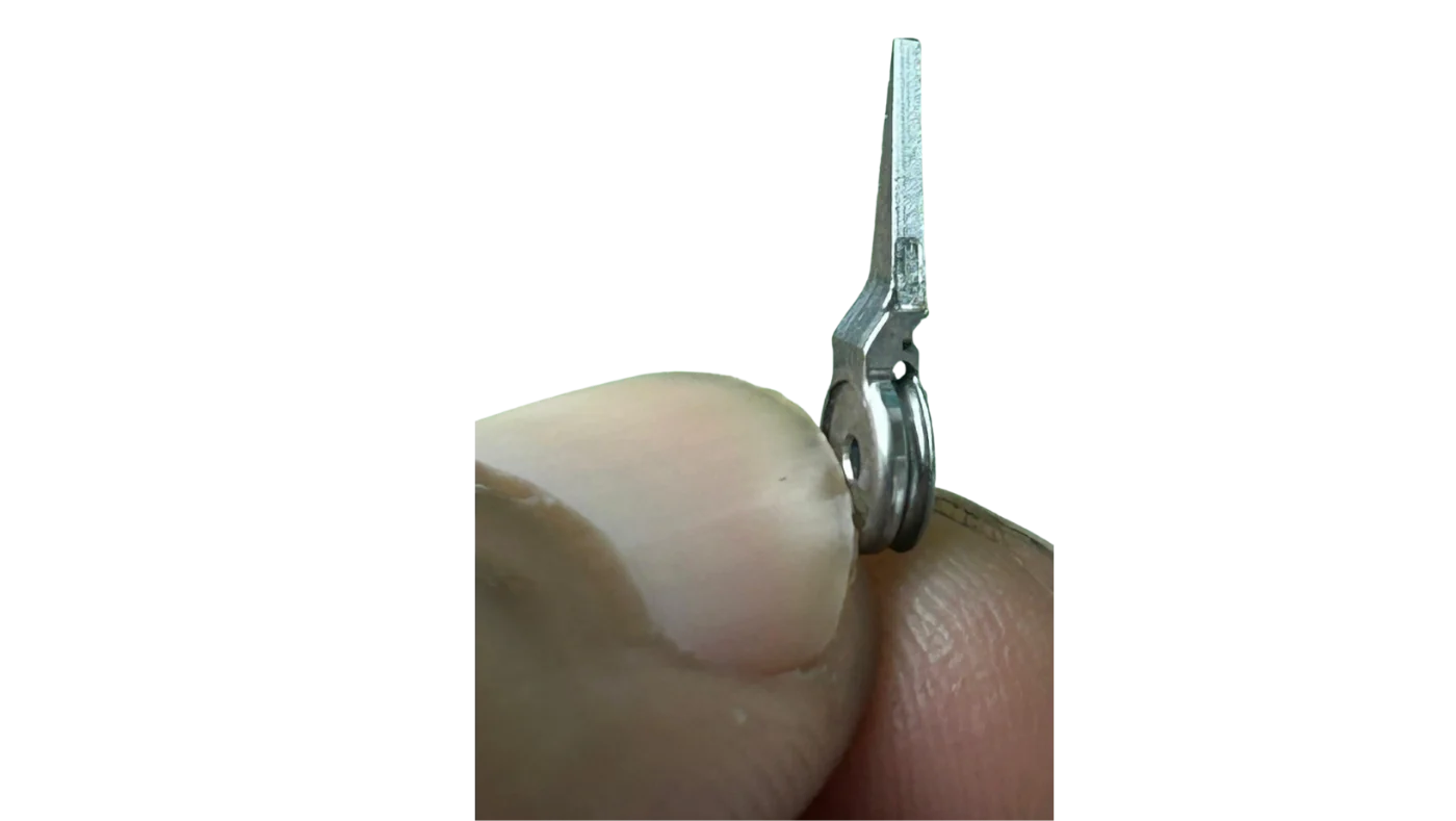 Small stainless steel 420 precision component finished with UFIBER brushes
